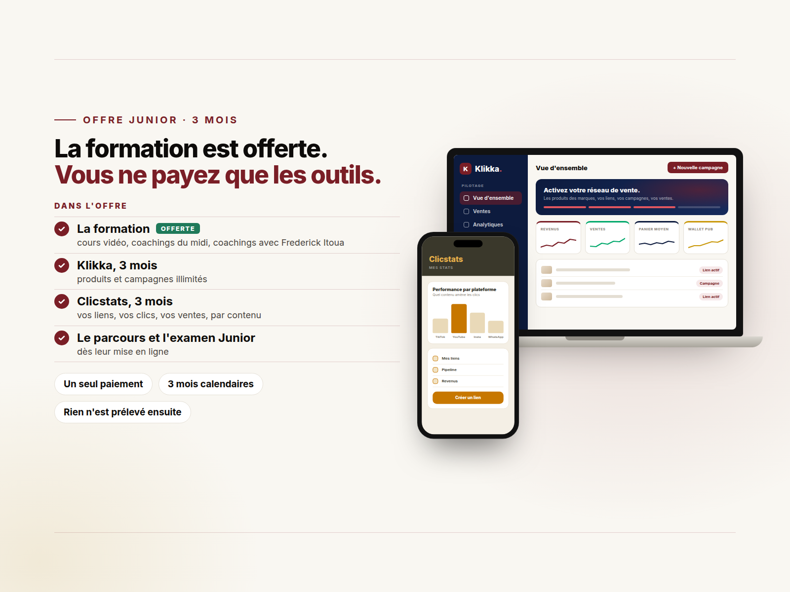Offre Junior — Klikka + Clicstats, 3 mois
